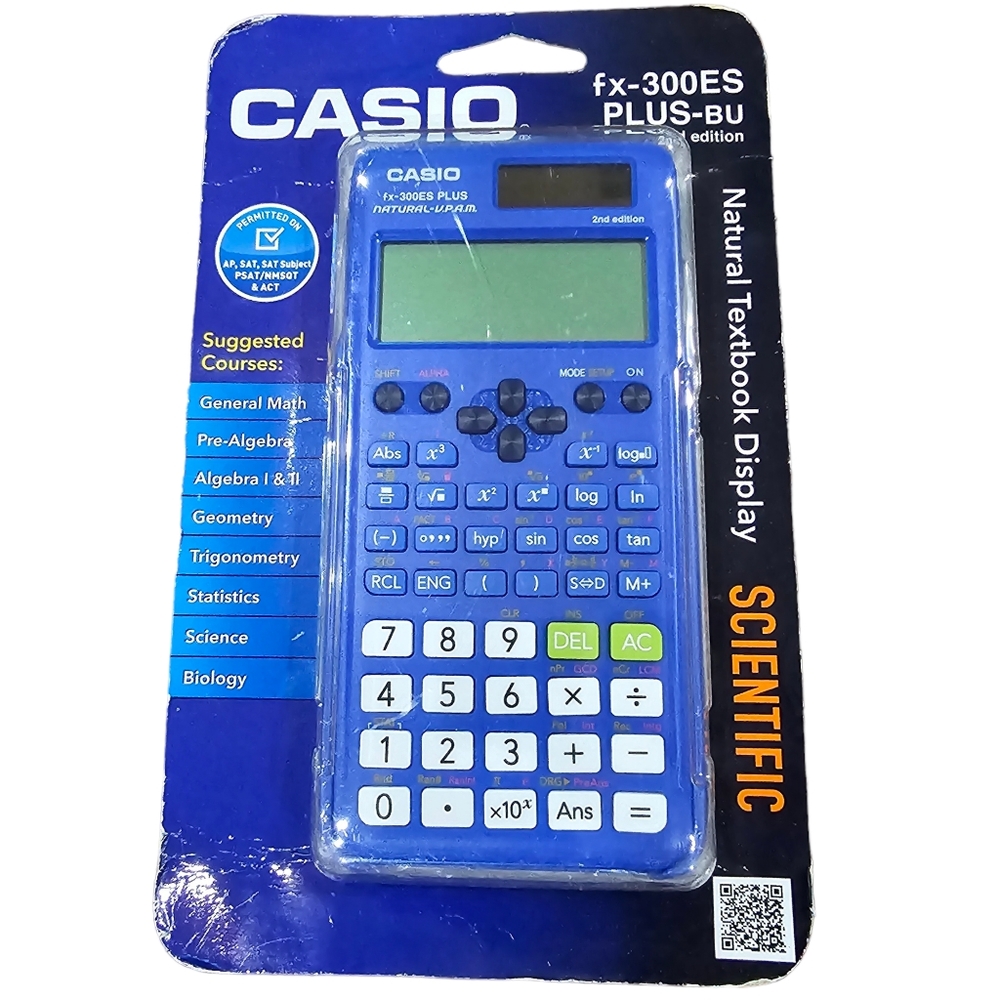New Casio fx-300 ES Plus Scientific Calculator Blue Natural Textbook Display